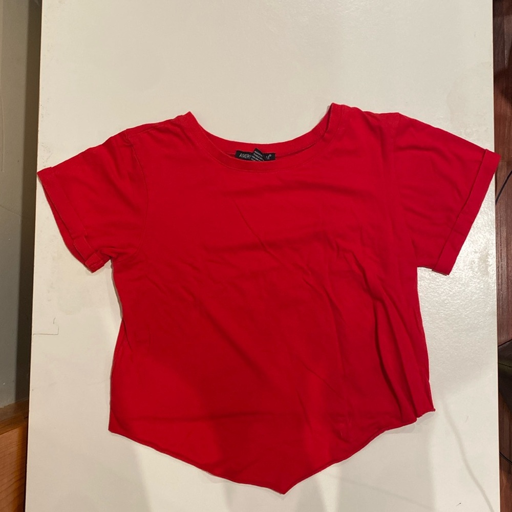 Red Triangle Cut Crop Top — Used Condition
